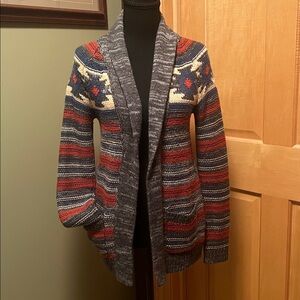 Roxy Multicolor Aztec Print Striped Knit Cardigan Woman’s Open Front Western XS